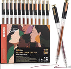 Retractable Glitter Gel Pens, 12 Colors Large Capacity Skin Tone Glitter by ZSCM