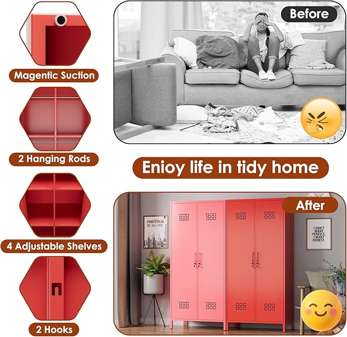 SUPEER 2 Doors Metal Storage Locker - Image 4