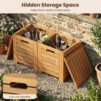 tangkula acacia wood outdoor coffee table with stools showing dimensions