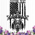 Custom US Flag Motorcycle Metal Sign Personalized Biker Name Signs Custom by HengMeiZiK