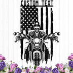 Custom US Flag Motorcycle Metal Sign Personalized Biker Name Signs Custom by HengMeiZiK