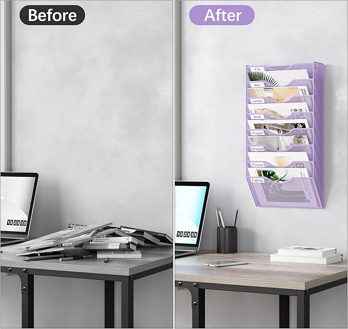 EasyPAG 8 Pocket Mesh Wall File Organizer, Hanging Paper Folder Holder - Image 5