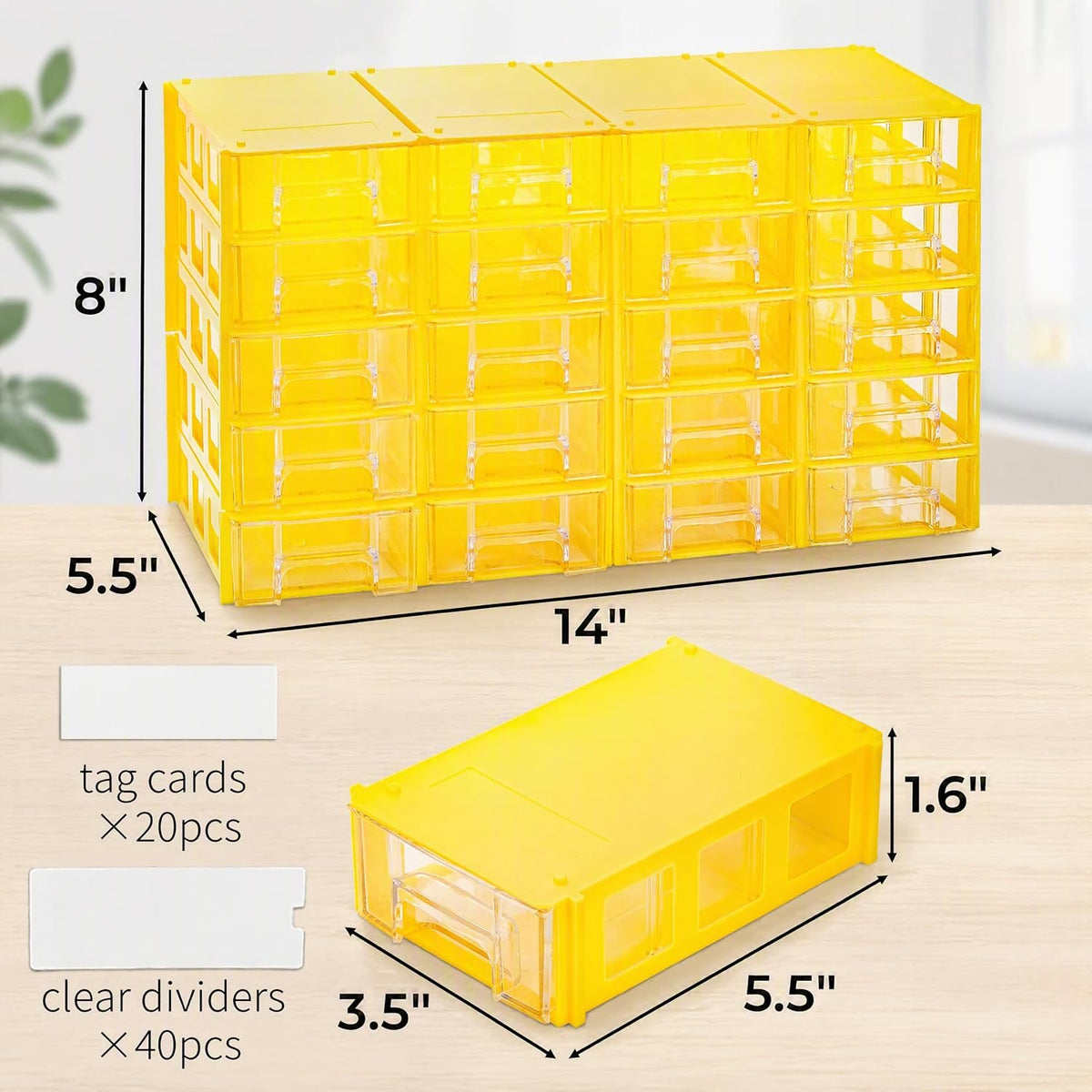 Goaste 20 Pack Drawer Stacking Storage Cabinet, Plastic Desktop Drawer Closet...