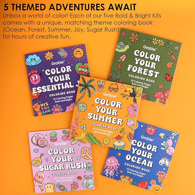 Grabie 5 Themes Value Bundle Bold&Bright Coloring Kit, 60 Colors Acrylic Gel - Image 2