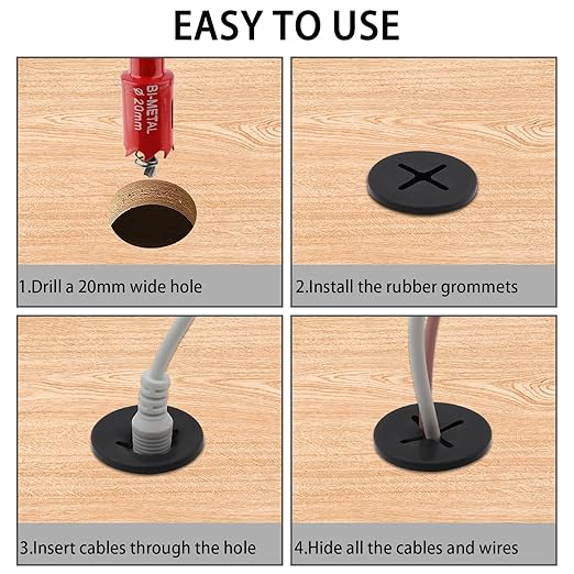 3/4 Inch Desk Grommet, 13 Pieces Wire Grommet, Desk Hole Cover - Image 4