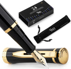Wordsworth & Black Fountain Pen Set, 18K Gilded Extra Fine Nib, Includes 24
