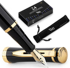 Wordsworth & Black Fountain Pen Set, 18K Gilded Extra Fine Nib, Includes 24 by WordsworthBlack