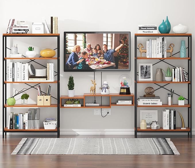 Himimi Industrial Bookshelf 5-Tier, Bookcase 58" H Ladder Shelf, Storage - Image 5