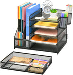 Marbrasse Desk Organizer with File Holder, 5-Tier Paper Letter Tray Organizer - Image 2
