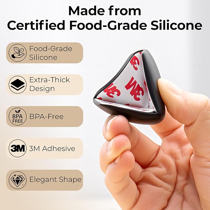 Baby Proofing Corner Protector Baby 12 Pack Black – Food Grade Silicone Table - Image 3