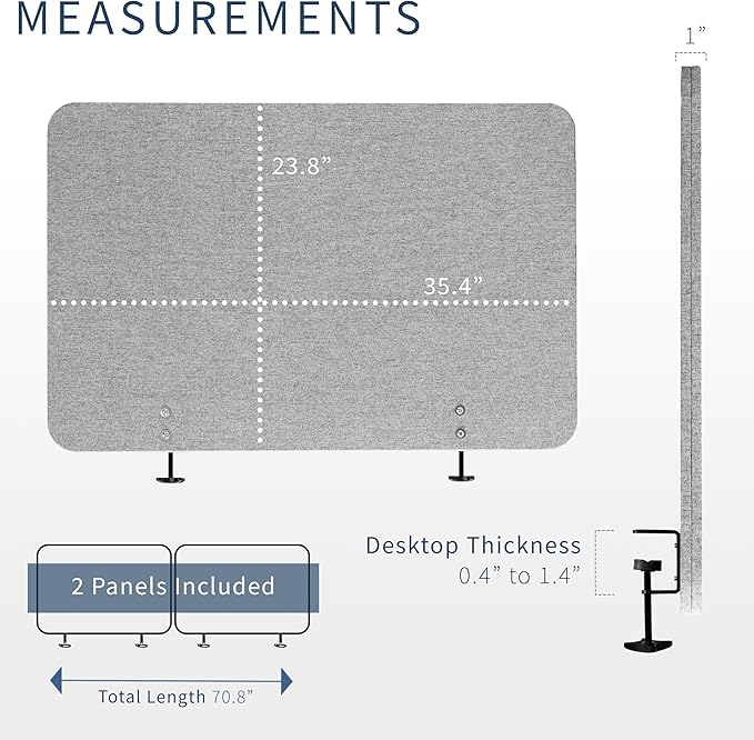 VIVO Clamp-on/Screw-on 71 x 24 inch Privacy Panel System, Sound Absorbing - Image 7