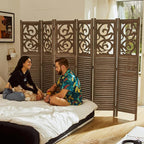 Room Divider Wood Carved Wall Divider Indoor Folding Portable Partition Screen - Image 6