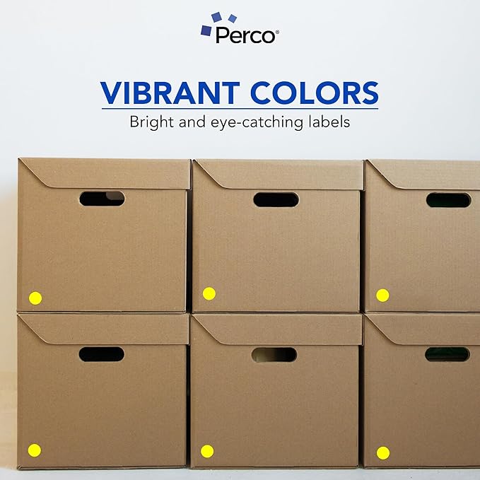 Perco Fluorescent Yellow 1-Inch Perforated Circle Dot Sticker Labels—10 Rolls - Image 6