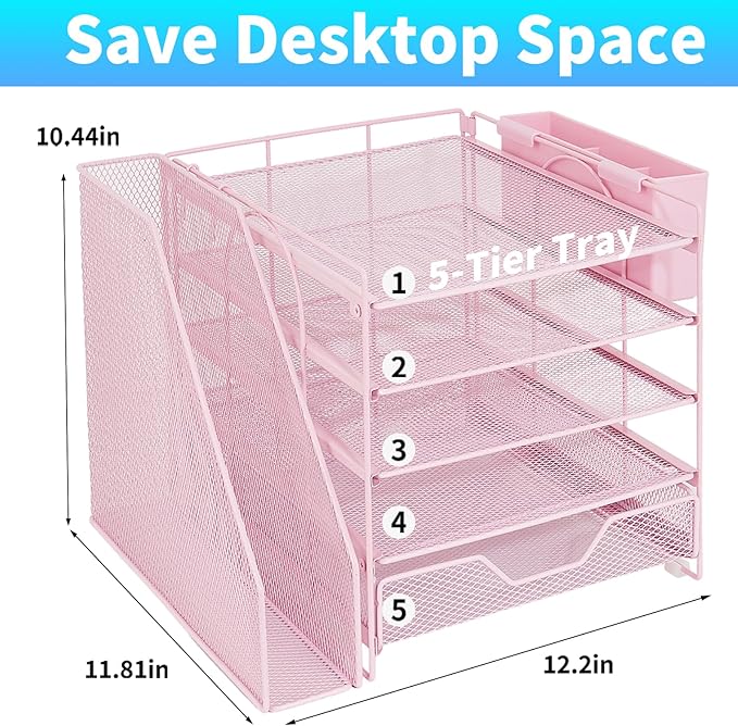 Gugsey Desk Organizer, 5-Tier Paper Letter Tray Organizer - Image 2
