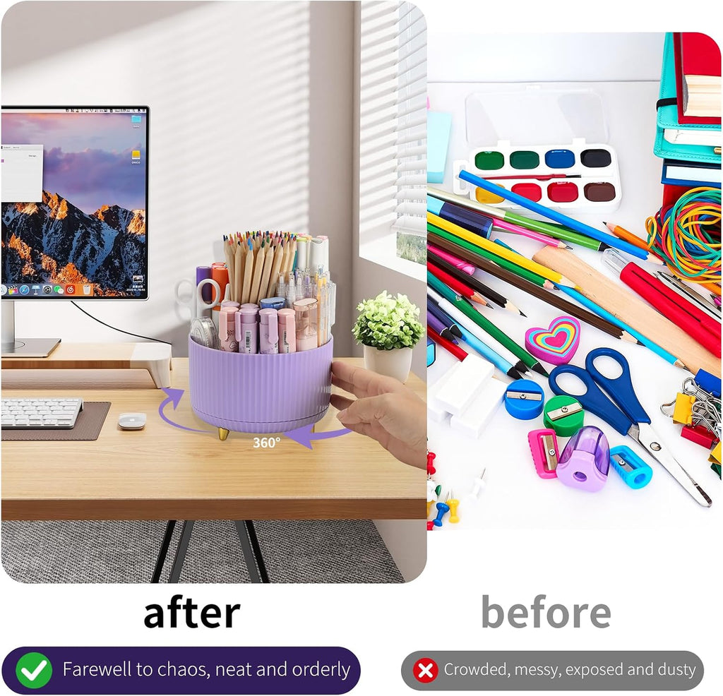 Camelmother 360°Rotating Pen&Pencil Holder For Desk With 5Slots Cute Office | Spacious Beautiful & Durable For Teachers Students Workers Easy Storage for Pens Stationery