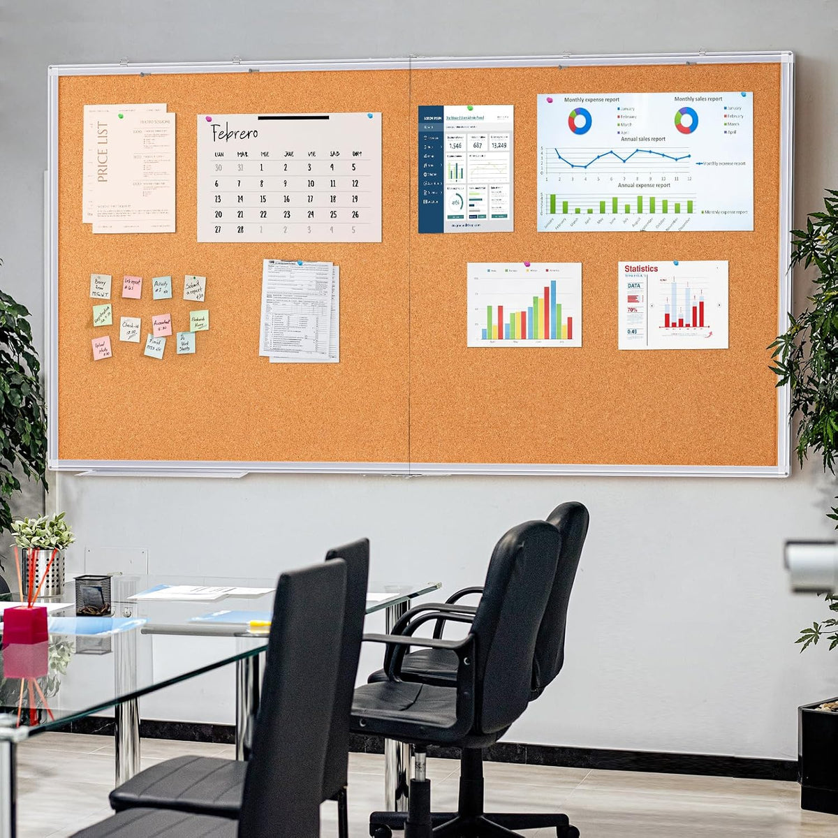 Maxtek Cork Board 96 x 48 in, Large Bulletin Board for Wall Aluminum Framed
