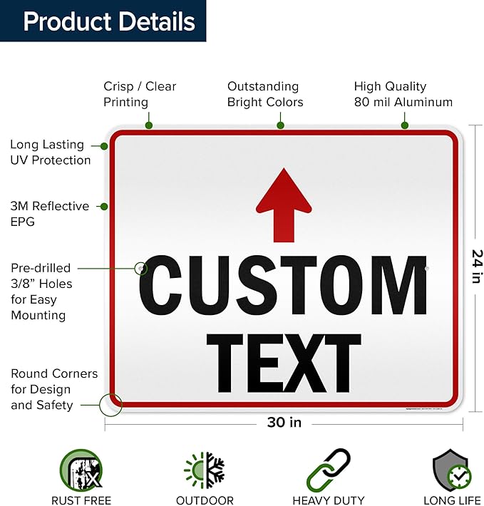 Custom Arrow, Custom Directional Sign, Up Arrow, 24x30 Inches, 3M EGP Reflective - Image 6