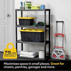 CX 4-Tier Plastic Storage Shelving Unit 2-Pack, Medium Duty, 75lbs Per Shelf - Image 3