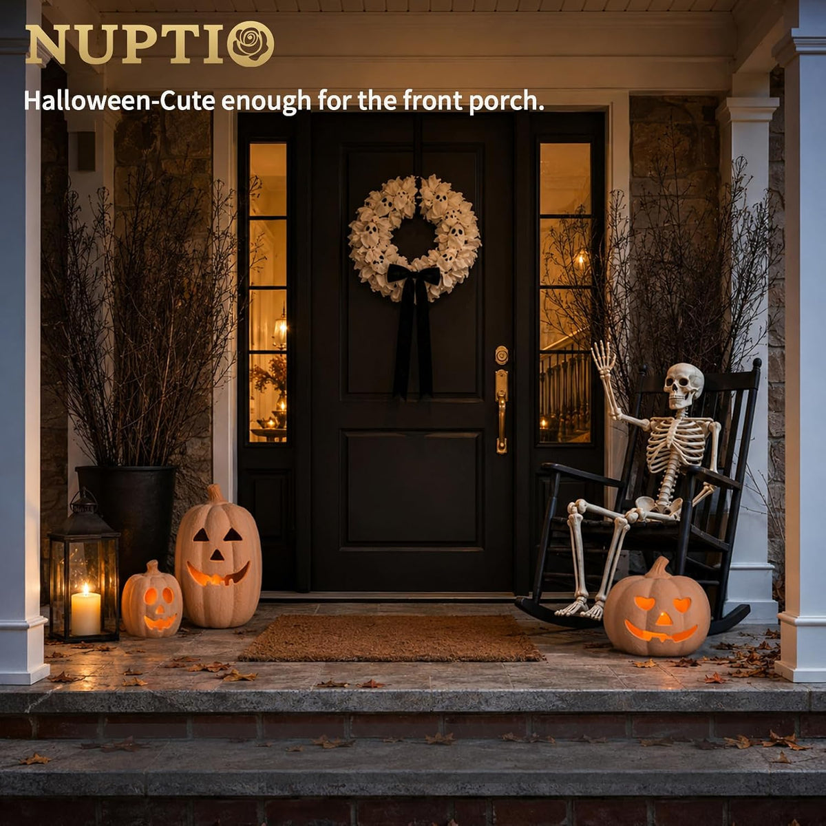 NUPTIO Terracotta Pumpkin Halloween Thanksgiving Outdoor Porch Decor, 10"H