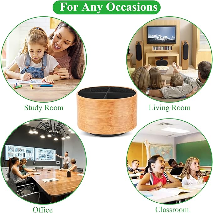 Hennaja Round Leather Art Supply Organizer, Remote Control Holder, 360 Degree - Image 8