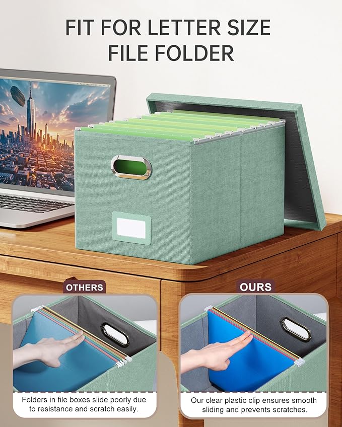 2 Pack File Storage Organizer, Filing Box, Portable File Box - Image 4