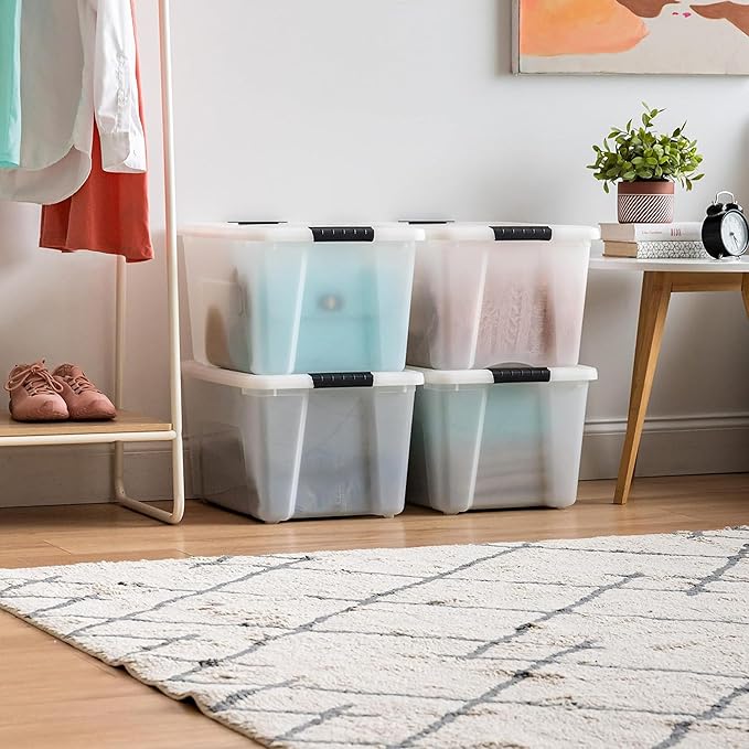 IRIS USA 40 Qt Stackable Plastic Storage Bins - Image 4