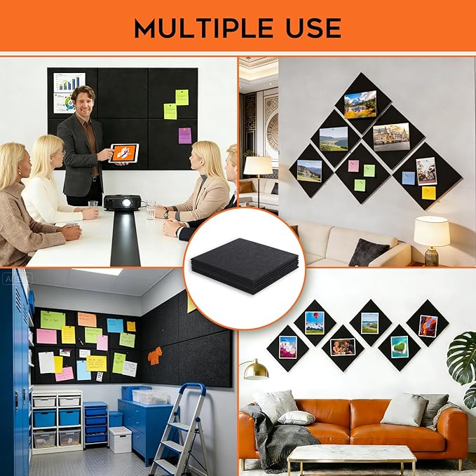 Large Cork Board, 6 Pack Felt Wall Tiles - Image 8