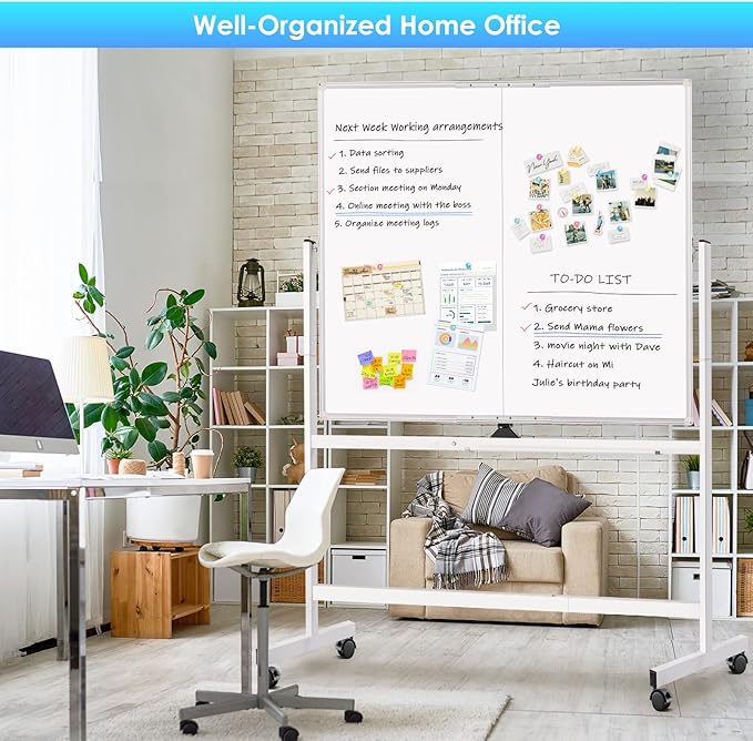 maxtek Rolling Whiteboard, 48x48 Large Magnetic White Board - Image 5