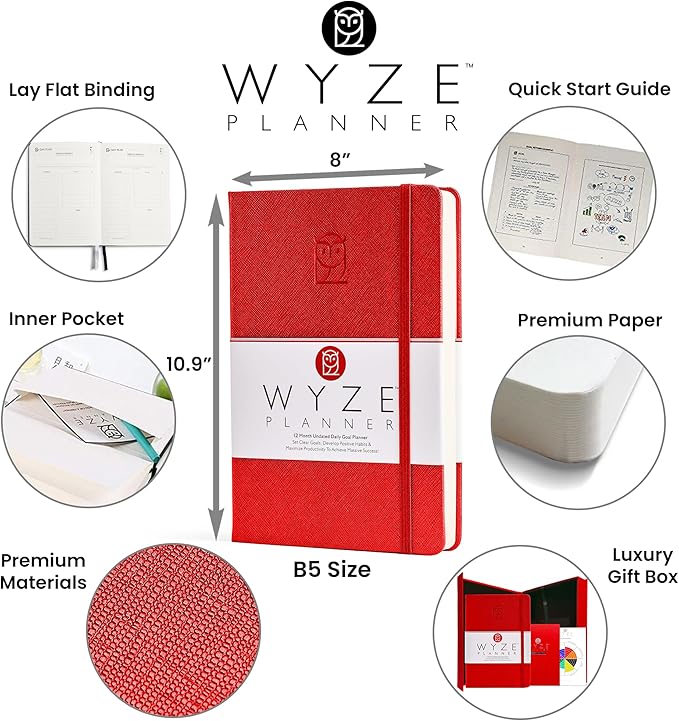 Wyze Planner Undated Daily Planner – 1-Year B5 Productivity Organizer - Image 2
