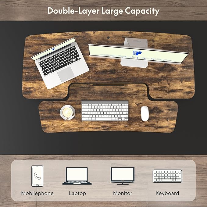 FLXISPOT 40in Standing Desk Converter, Height Adjustable Riser, Manual Lift - Image 5