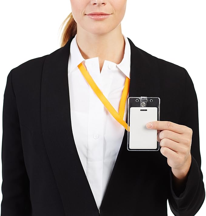 Amazon Basics ID Badge Holders, Vertical Clear Plastic 2.55" x 4.41" - Image 3