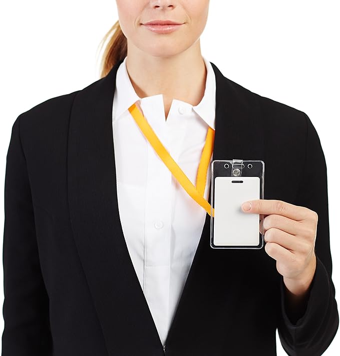 Amazon Basics ID Badge Holders, Vertical Clear Plastic 2.55" x 4.41" - Image 3