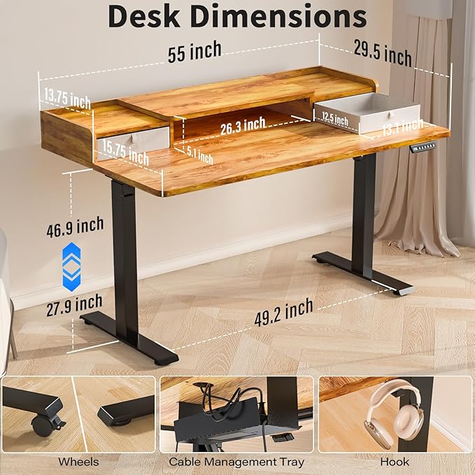 Kingant 55 x 30 Inch Electric Standing Desk - Image 2