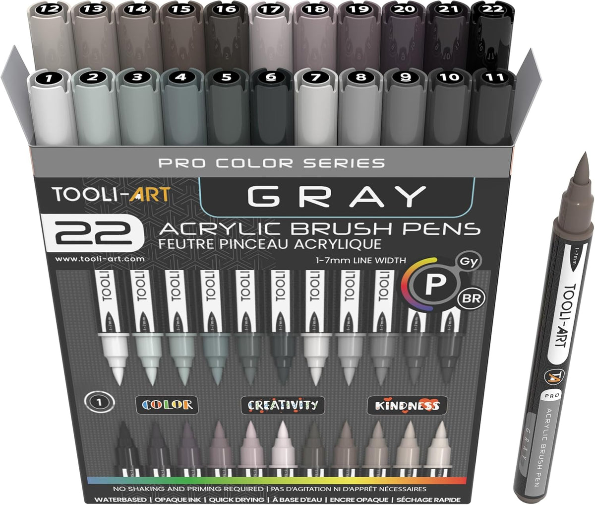 tooli-art 22 flexible brush tip acrylic paint pens, main product view