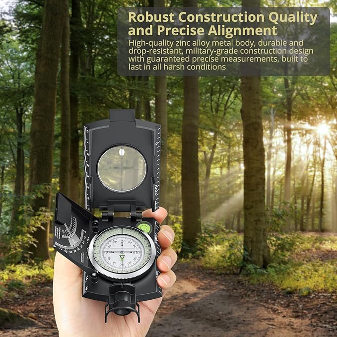 Anbte Compass Hiking Survival, IP65 Waterproof Metal Compass - Image 4