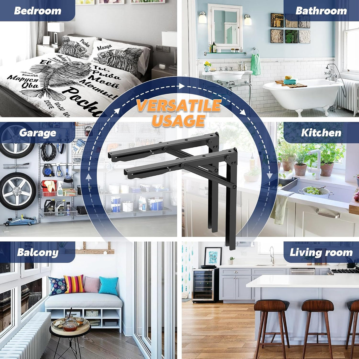 Ultrawall Folding Shelf Brackets, Heavy Duty Collapsible Shelf Bracket