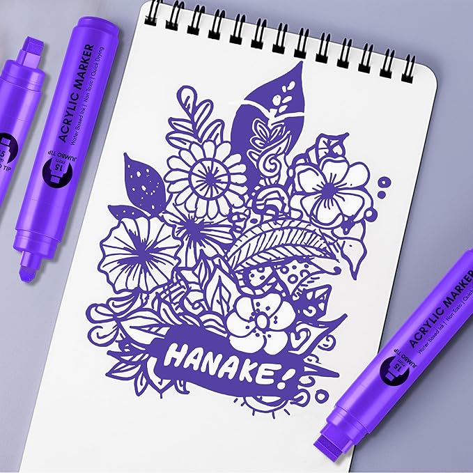 BIGTHUMB 3 Pcs Purple Jumbo Permanent Markers: 15mm Wide Tip Thick Acrylic - Image 6