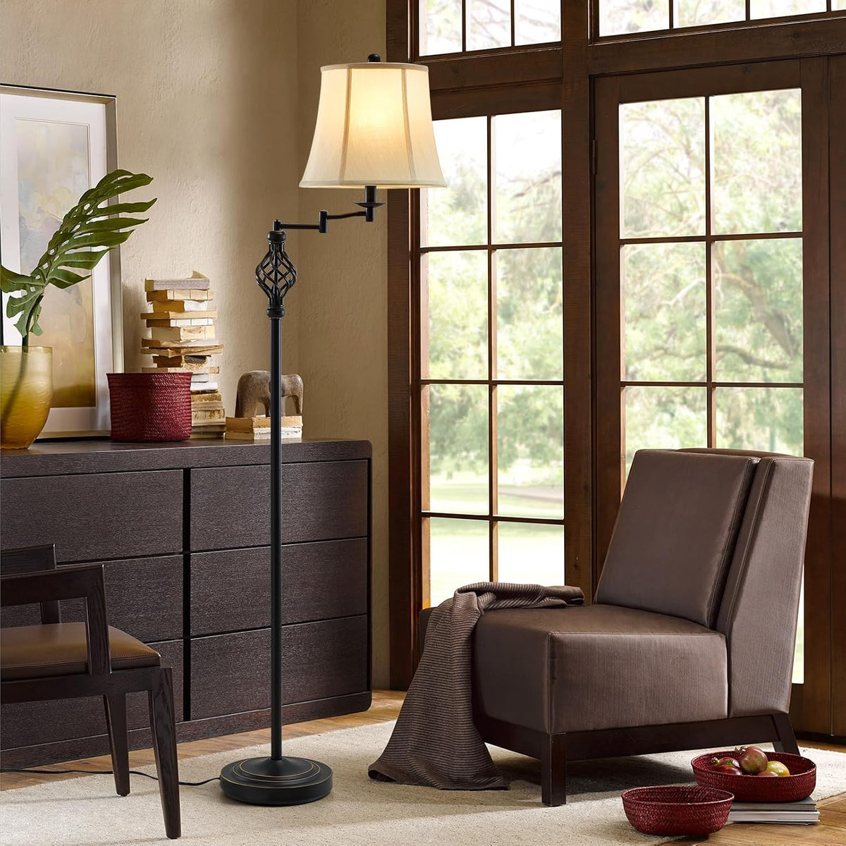 GyroVu Color Temperature Adjustable Floor lamp, Traditional 350° Adjustable S...