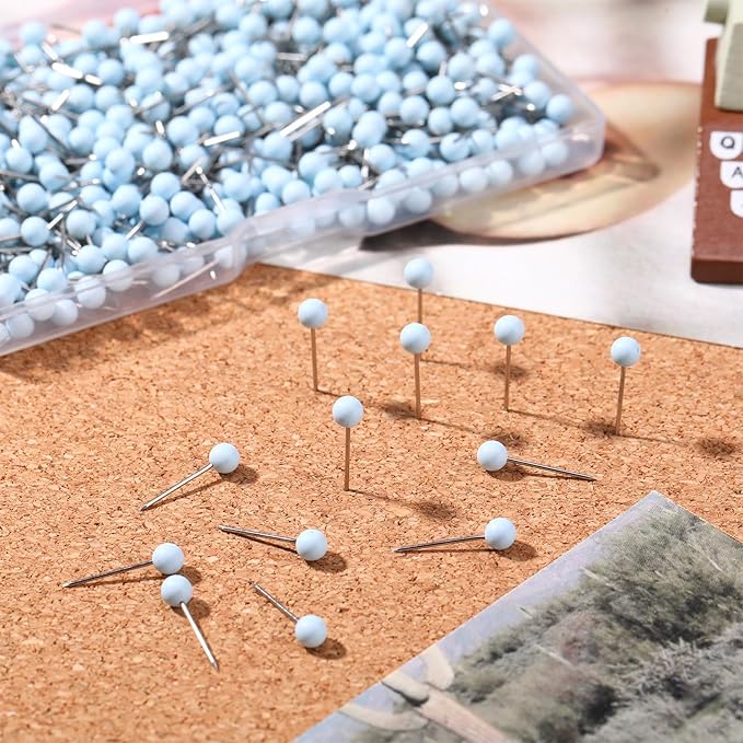 WILLBOND 500 Pack Map Push Pins Map Tacks Small Round Head Push Pins Thumb Tacks - Image 4