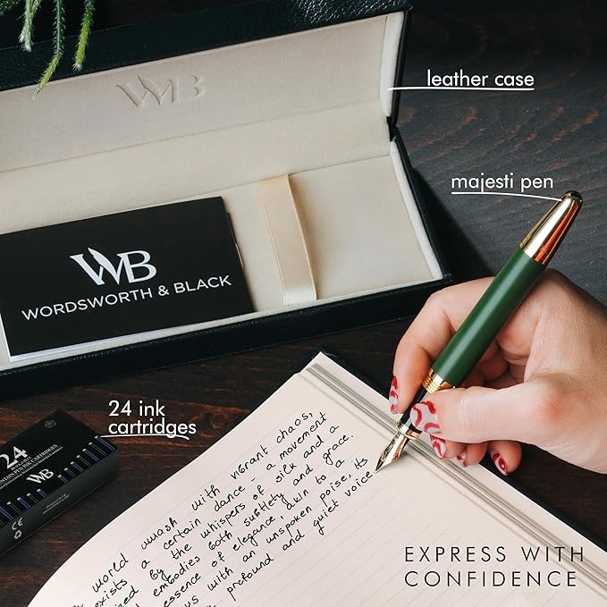 Wordsworth & Black Majesti Fountain Pen-, Luxury Case, 24K Gold Finish; 18K - Image 3