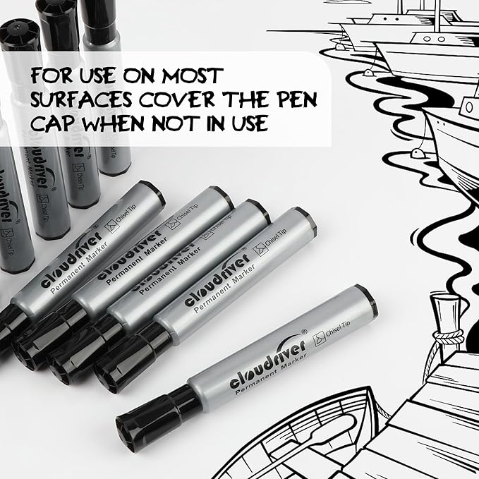 cloudriver Permanent Markers 96 Count, Chisel Tip, Premium Smear Proof Markers - Image 6