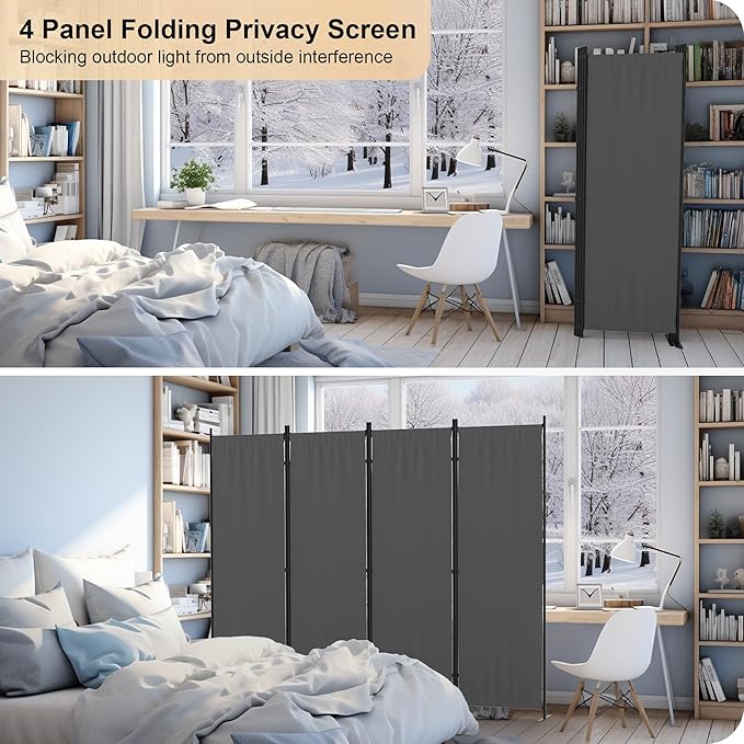 Kecreque Privacy Screen Room Divider as Dressing Screen 4 Panel Wall Room - Image 4