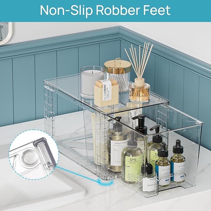 Vtopmart 3 Pack Clear Stackable Storage Drawers, Plastic Drawers - Image 7
