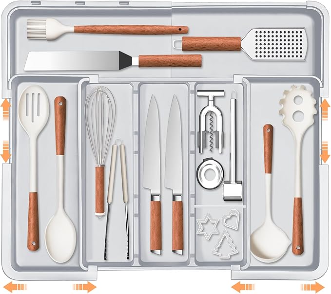 Spaclear Large Utensil Drawer Organizer Expandable Silverware Organizer by Spaclear