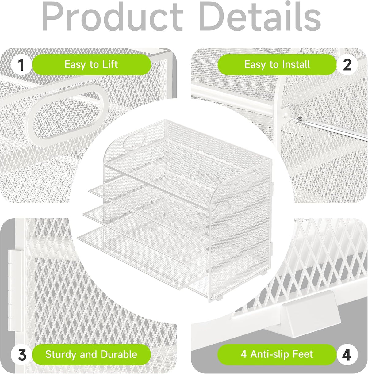 Cawukege 2 Pack 5 Tier Paper Organizer, Letter Tray with Handle, Mesh Desk Or...