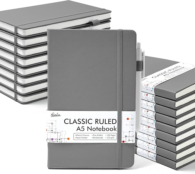 feela 18 Pack Journal Notebook for Work, Business Notebook Bulk Hardcover Lined by feela