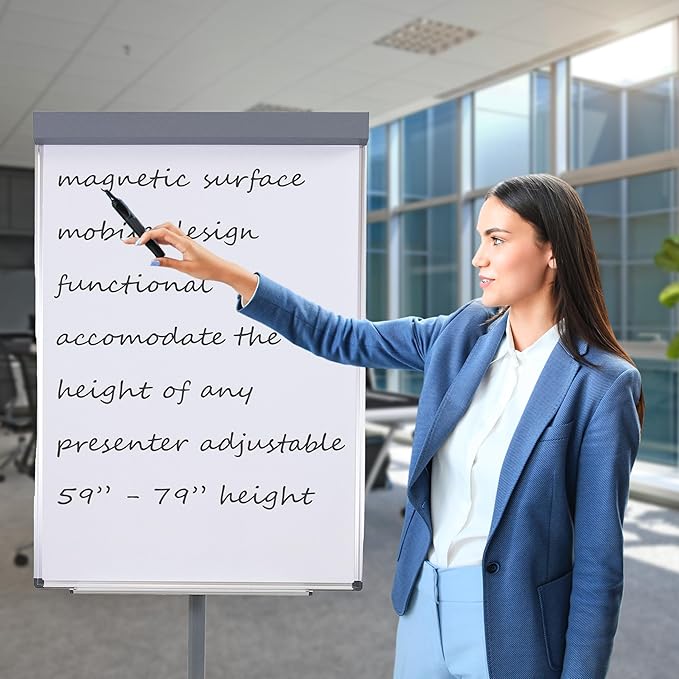 Sunnydaze Adjustable Magnetic Whiteboard Easel – Rolling Dry Erase Board - Image 3