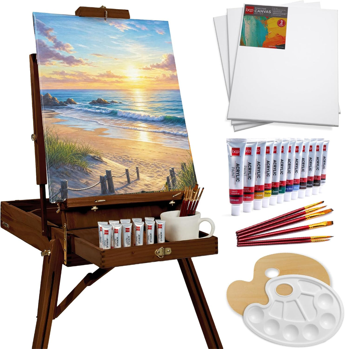 best choice products art easel for painting, portable, main product view