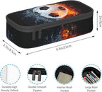 Boys Soccer Pencil Case with Water & Fire Pattern Print, Cool Black Pencil Box - Image 3