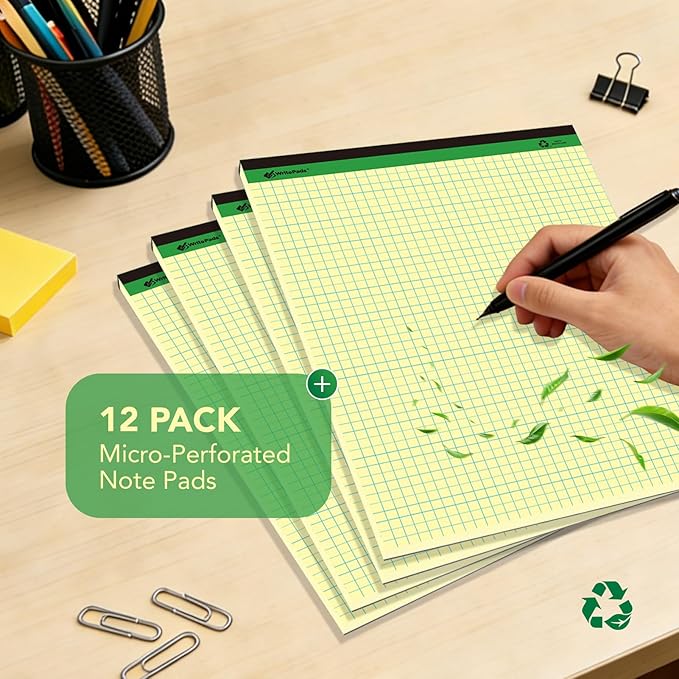 KAISA Graph Paper Legal Pads Writing Pads Recycled Paper 8.5"x11.75" Quad Ruled - Image 7